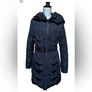 Principals Long Belted and Hooded Puffer Coat -Like New